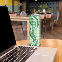 Green Hawaii Palaka Skinny Tumbler Hawaiian Honohono Lei