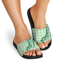Green Hawaii Palaka Slide Sandals Hawaiian Honohono Lei LT05 - Polynesian Pride