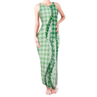 Green Hawaii Palaka Tank Maxi Dress Hawaiian Honohono Lei