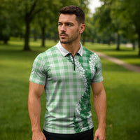 Green Hawaii Palaka Zipper Polo Shirt Hawaiian Honohono Lei