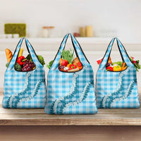 Blue Hawaii Palaka Grocery Bag Hawaiian Honohono Lei LT05 3-pack One Size Blue - Polynesian Pride