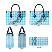 Blue Hawaii Palaka Leather Bag Hawaiian Honohono Lei