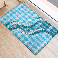 Blue Hawaii Palaka Rubber Doormat Hawaiian Honohono Lei