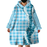 Blue Hawaii Palaka Wearable Blanket Hoodie Hawaiian Honohono Lei LT05 - Polynesian Pride