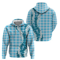 Blue Hawaii Palaka Zip Hoodie Hawaiian Honohono Lei