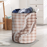 Beige Hawaii Palaka Laundry Basket Hawaiian Honohono Lei
