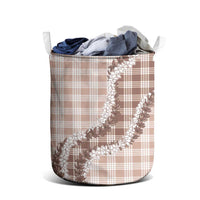 Beige Hawaii Palaka Laundry Basket Hawaiian Honohono Lei