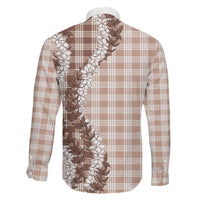 Beige Hawaii Palaka Family Matching Short Sleeve Bodycon Dress and Hawaiian Shirt Hawaiian Honohono Lei
