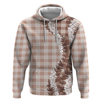 Beige Hawaii Palaka Hoodie Hawaiian Honohono Lei