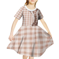 Beige Hawaii Palaka Kid Short Sleeve Dress Hawaiian Honohono Lei