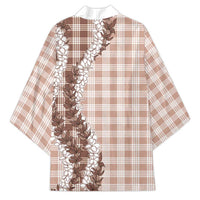 Beige Hawaii Palaka Kimono Hawaiian Honohono Lei