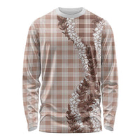 Beige Hawaii Palaka Long Sleeve Shirt Hawaiian Honohono Lei