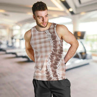 Beige Hawaii Palaka Men Tank Top Hawaiian Honohono Lei
