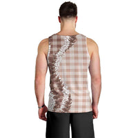Beige Hawaii Palaka Men Tank Top Hawaiian Honohono Lei