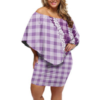 Violet Hawaii Palaka Family Matching Off Shoulder Short Dress and Hawaiian Shirt Hawaiian Honohono Lei