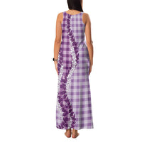 Violet Hawaii Palaka Family Matching Tank Maxi Dress and Hawaiian Shirt Hawaiian Honohono Lei