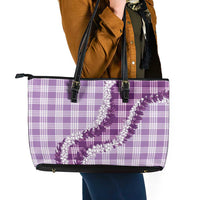 Violet Hawaii Palaka Leather Tote Bag Hawaiian Honohono Lei LT05 - Polynesian Pride