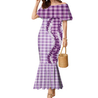 Violet Hawaii Palaka Mermaid Dress Hawaiian Honohono Lei