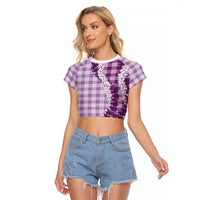 Violet Hawaii Palaka Raglan Cropped T Shirt Hawaiian Honohono Lei
