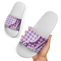 Violet Hawaii Palaka Slide Sandals Hawaiian Honohono Lei LT05 - Polynesian Pride