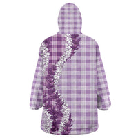Violet Hawaii Palaka Wearable Blanket Hoodie Hawaiian Honohono Lei