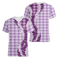 Violet Hawaii Palaka Women V-Neck T-Shirt Hawaiian Honohono Lei