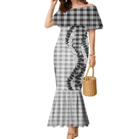 Gray Hawaii Palaka Family Matching Mermaid Dress and Hawaiian Shirt Hawaiian Honohono Lei