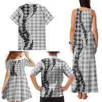 Gray Hawaii Palaka Family Matching Tank Maxi Dress and Hawaiian Shirt Hawaiian Honohono Lei