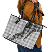 Gray Hawaii Palaka Leather Tote Bag Hawaiian Honohono Lei