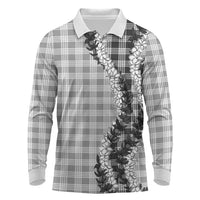 Gray Hawaii Palaka Long Sleeve Polo Shirt Hawaiian Honohono Lei LT05 Gray - Polynesian Pride
