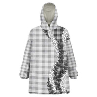 Gray Hawaii Palaka Wearable Blanket Hoodie Hawaiian Honohono Lei