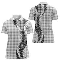 Gray Hawaii Palaka Women Polo Shirt Hawaiian Honohono Lei
