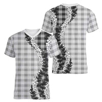 Gray Hawaii Palaka Women V-Neck T-Shirt Hawaiian Honohono Lei