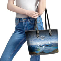 New Zealand Wanaka Air Show Leather Tote Bag With Maori Pattern