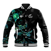 New Zealand Marathon Baseball Jacket Silver Fern Paua Shell Simple Style