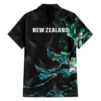 New Zealand Marathon Family Matching Off Shoulder Short Dress and Hawaiian Shirt Silver Fern Paua Shell Simple Style