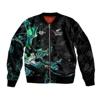 New Zealand Marathon Sleeve Zip Bomber Jacket Silver Fern Paua Shell Simple Style