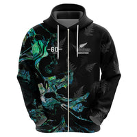 New Zealand Marathon Zip Hoodie Silver Fern Paua Shell Simple Style