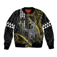 Hawaii King Kamehameha The Great Bomber Jacket Gold Tribal Tattoo