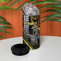 Hawaii King Kamehameha The Great 4 in 1 Can Cooler Tumbler Gold Tribal Tattoo