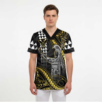 Hawaii King Kamehameha The Great Scrub Top Gold Tribal Tattoo - Polynesian Pride