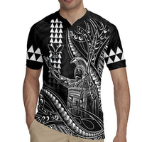 Hawaii King Kamehameha The Great Rugby Jersey Black Tribal Tattoo