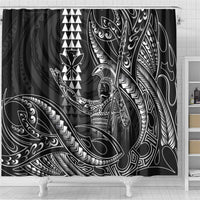 Hawaii King Kamehameha The Great Shower Curtain Black Tribal Tattoo