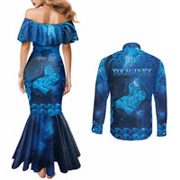 Personalised New Zealand Mother's Day Couples Matching Mermaid Dress and Long Sleeve Button Shirt Ko Te Whaea Te Takere O Te Waka LT05 - Polynesian Pride