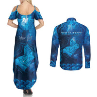 Personalised New Zealand Mother's Day Couples Matching Summer Maxi Dress and Long Sleeve Button Shirt Ko Te Whaea Te Takere O Te Waka