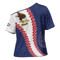 American Samoa Eagle Cross Shoulder Shirt Polynesian Tribal Pattern Curve Style