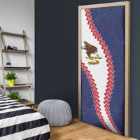 American Samoa Eagle Door Cover Polynesian Tribal Pattern Curve Style
