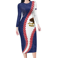 American Samoa Eagle Family Matching Long Sleeve Bodycon Dress and Hawaiian Shirt Polynesian Tribal Pattern Curve Style