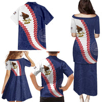 American Samoa Eagle Family Matching Puletasi and Hawaiian Shirt Polynesian Tribal Pattern Curve Style