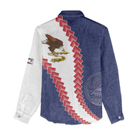 American Samoa Eagle Women Casual Shirt Polynesian Tribal Pattern Curve Style